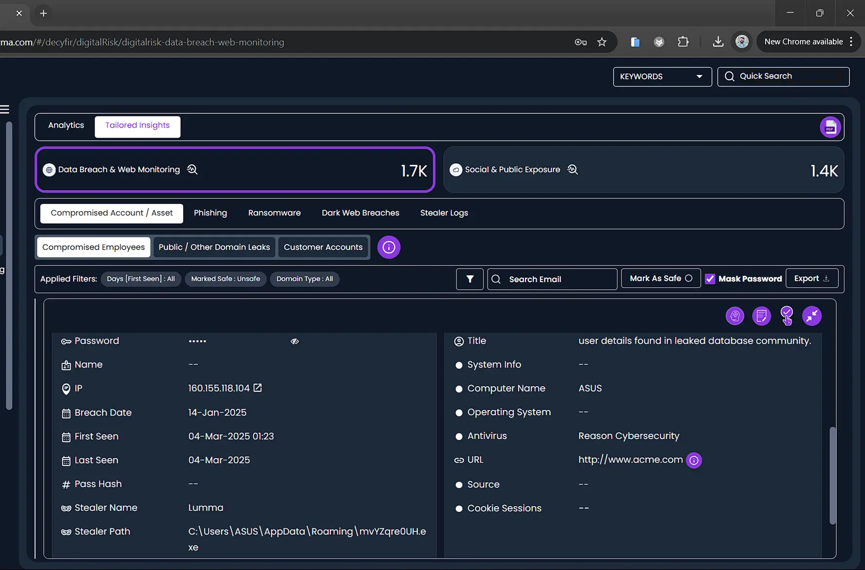 Leaked Credentials and Data Breaches Cyfirma
